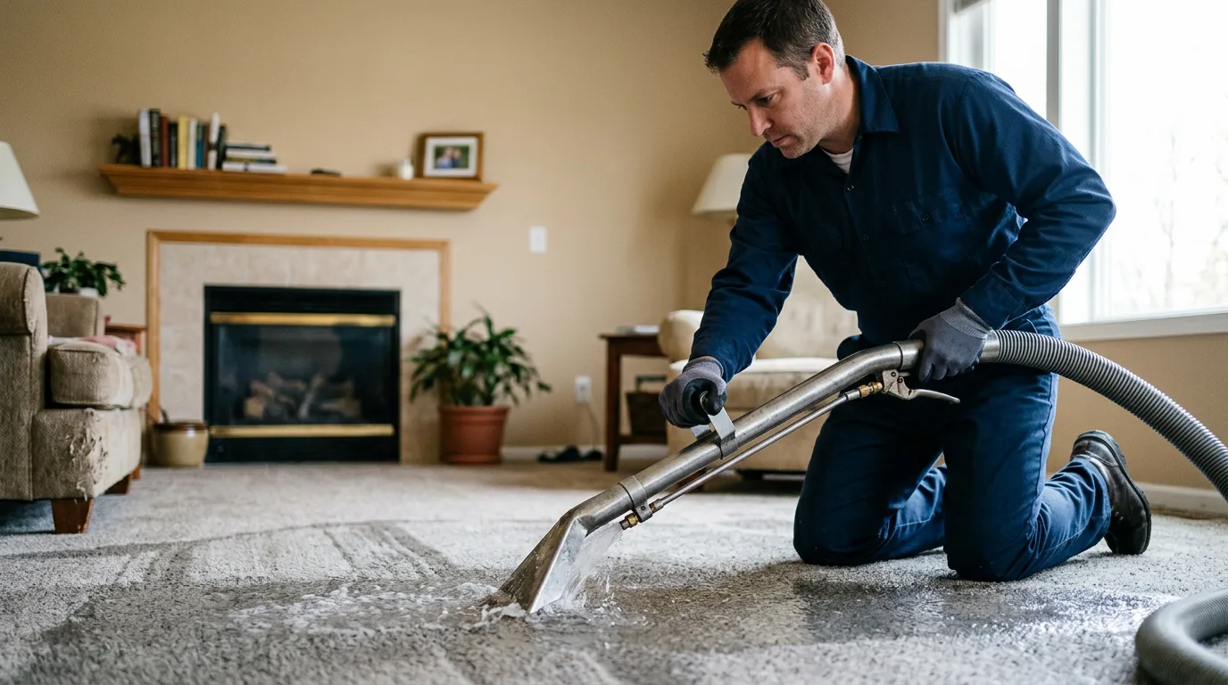Water damage restoration technician working near Phillips, WI